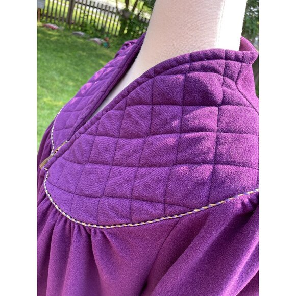 Vintage Vanity Fair Purple Quilted Collar Zip-Front Robe Loungewear Size L 100% - Picture 8 of 9